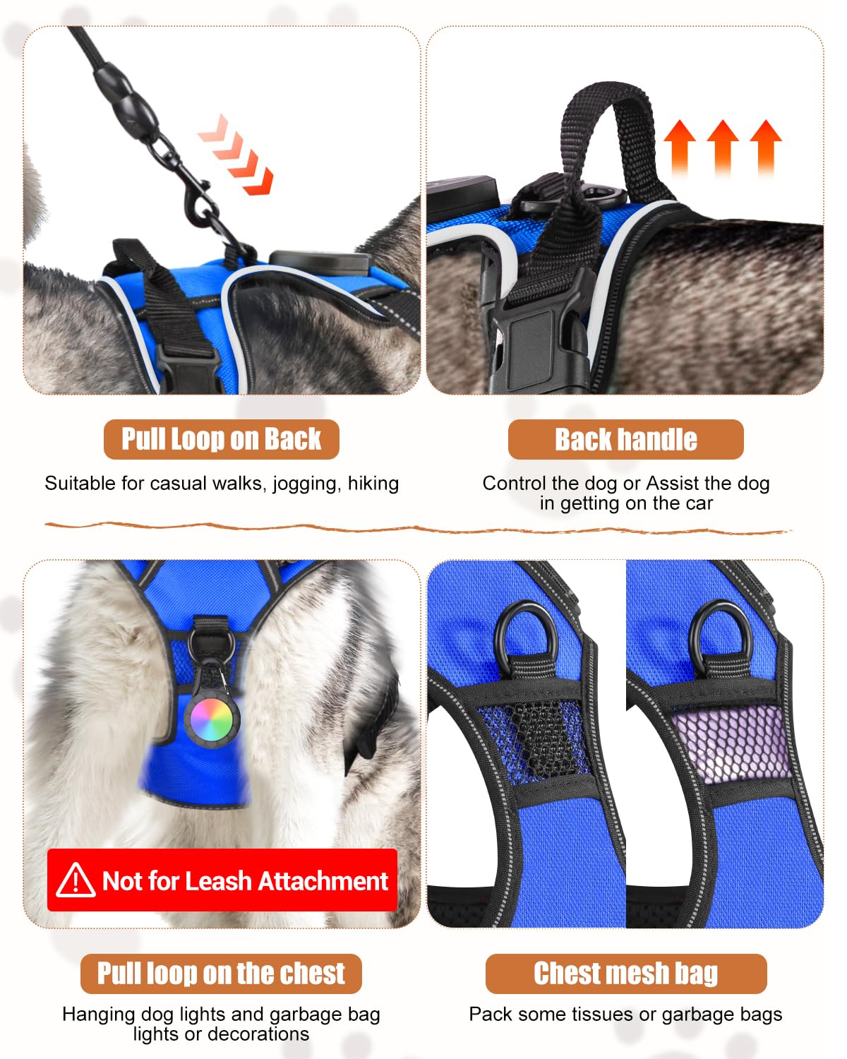 Villabliss Light Up Dog Harness - Led Dog Harness Rechargeable For Night Walking, Three Lighting Modes, Flashing For More Than 2